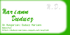 mariann duducz business card